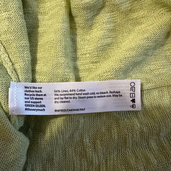 Eileen Fisher Cardigan Organic Linen Delave High Collar Sweater in Canary small - Picture 3 of 6